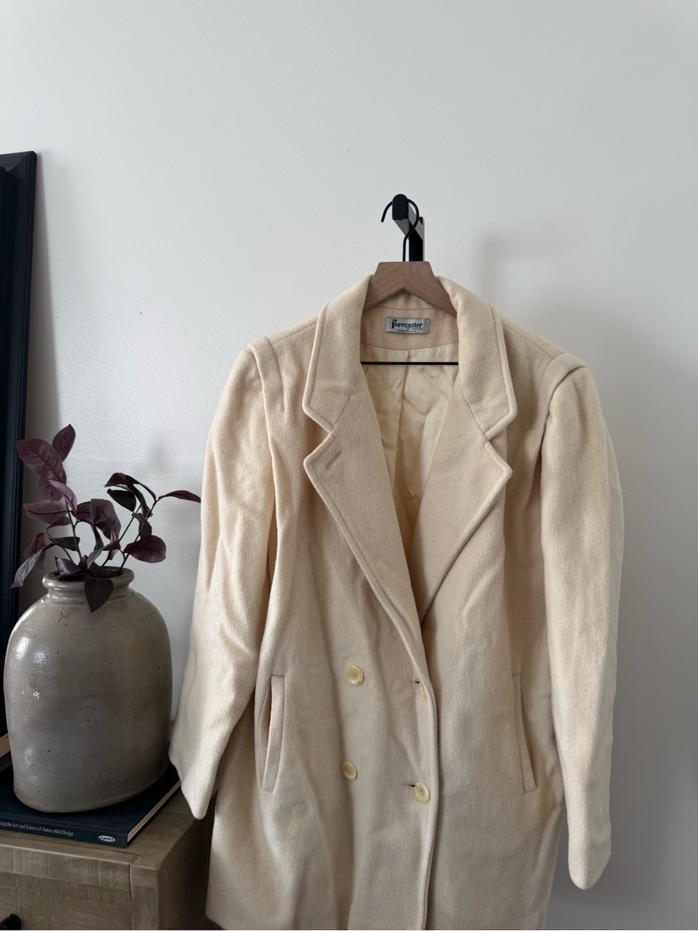 Vintage Forecaster Cream Double-Breasted Trench Coat
